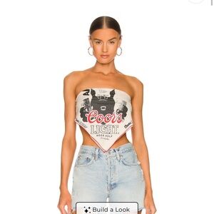 REVOLVE Coors Light Graphic Crop Top in Black, White, and Red